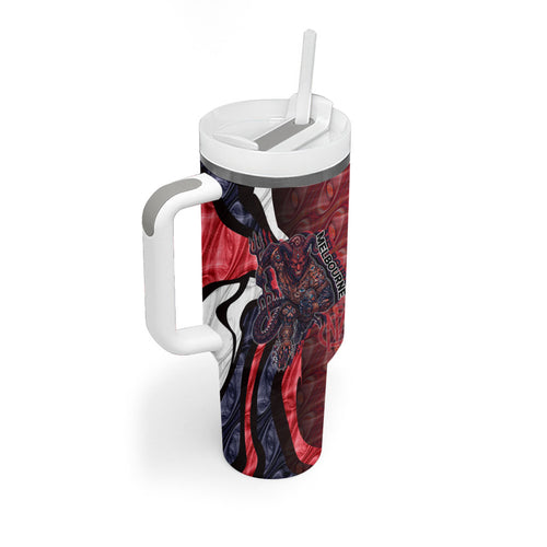Personalised Melbourne Demons Tumbler With Handle Trippy Psychedelic Abstract Art Mascot Football Fans