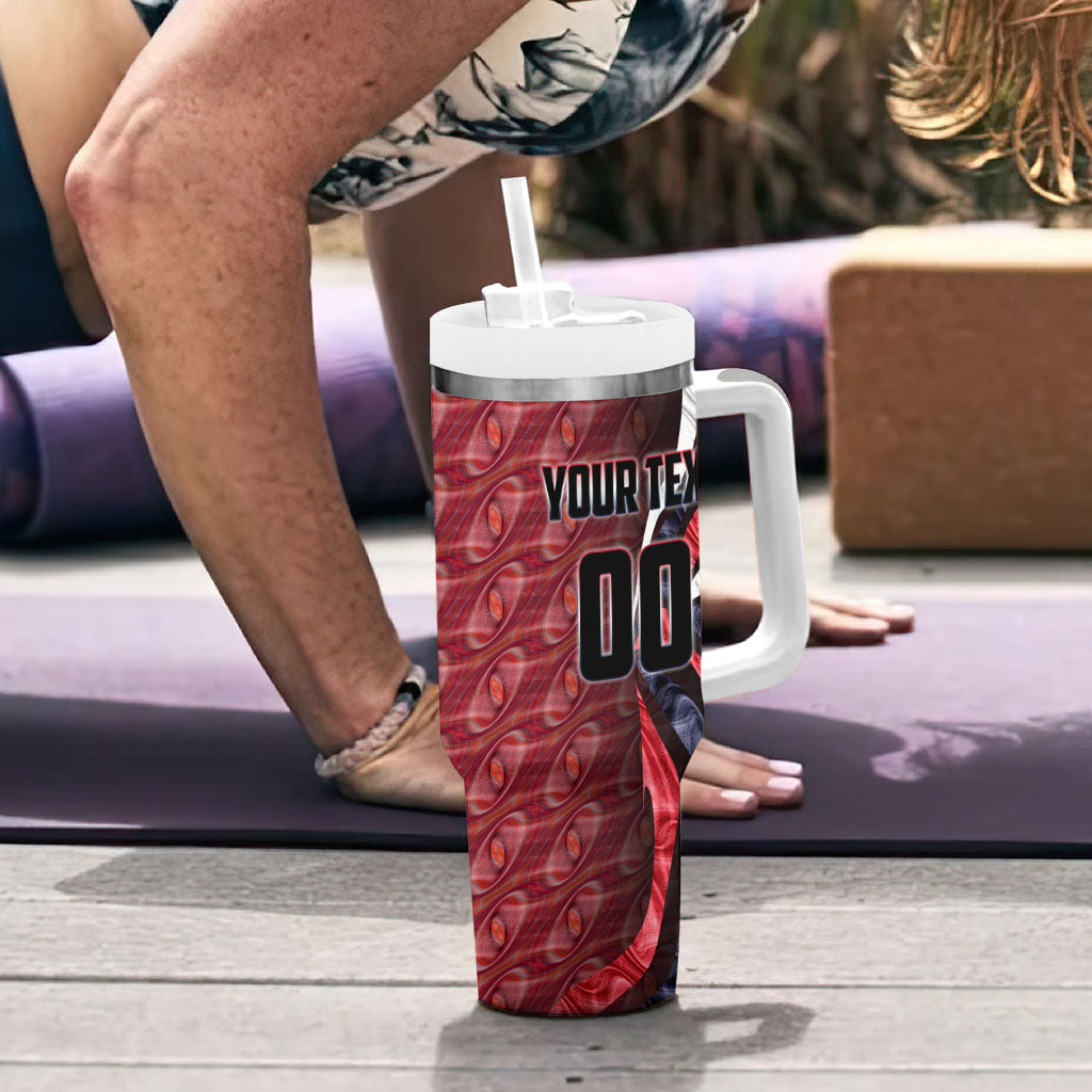 Personalised Melbourne Demons Tumbler With Handle Trippy Psychedelic Abstract Art Mascot Football Fans