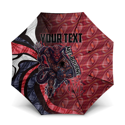 Personalised Melbourne Demons Umbrella Trippy Psychedelic Abstract Art Mascot Football Fans