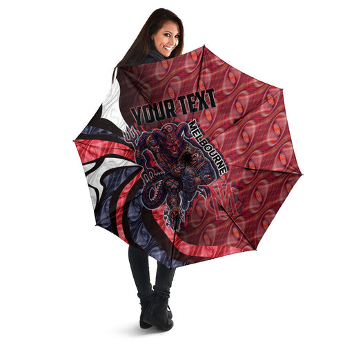 Personalised Melbourne Demons Umbrella Trippy Psychedelic Abstract Art Mascot Football Fans