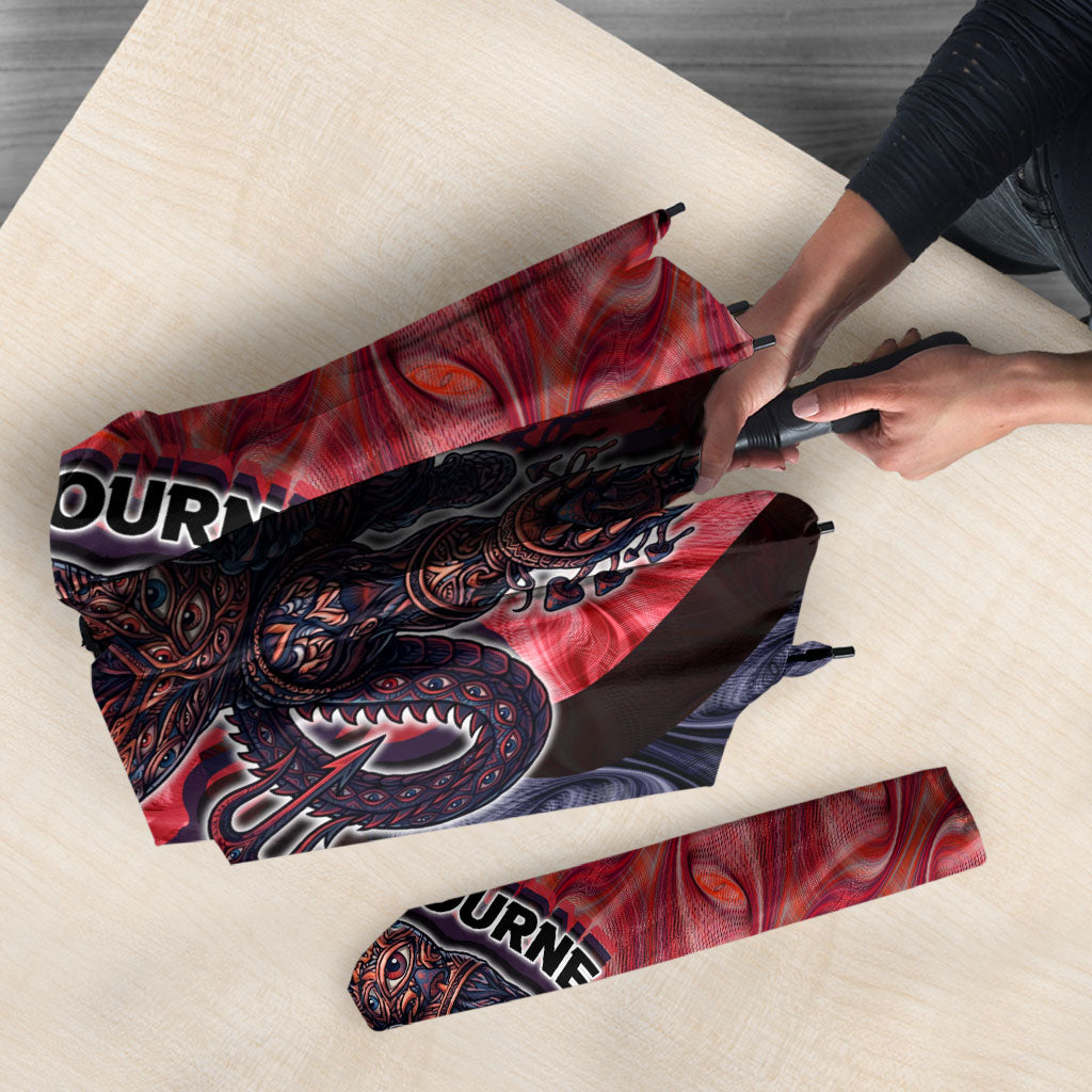Personalised Melbourne Demons Umbrella Trippy Psychedelic Abstract Art Mascot Football Fans