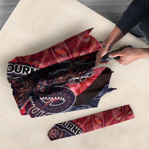 Personalised Melbourne Demons Umbrella Trippy Psychedelic Abstract Art Mascot Football Fans
