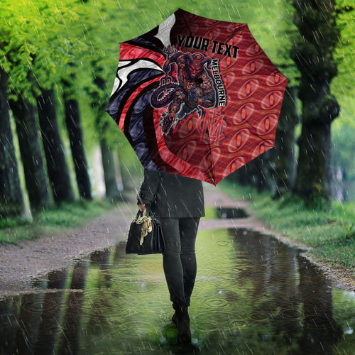 Personalised Melbourne Demons Umbrella Trippy Psychedelic Abstract Art Mascot Football Fans