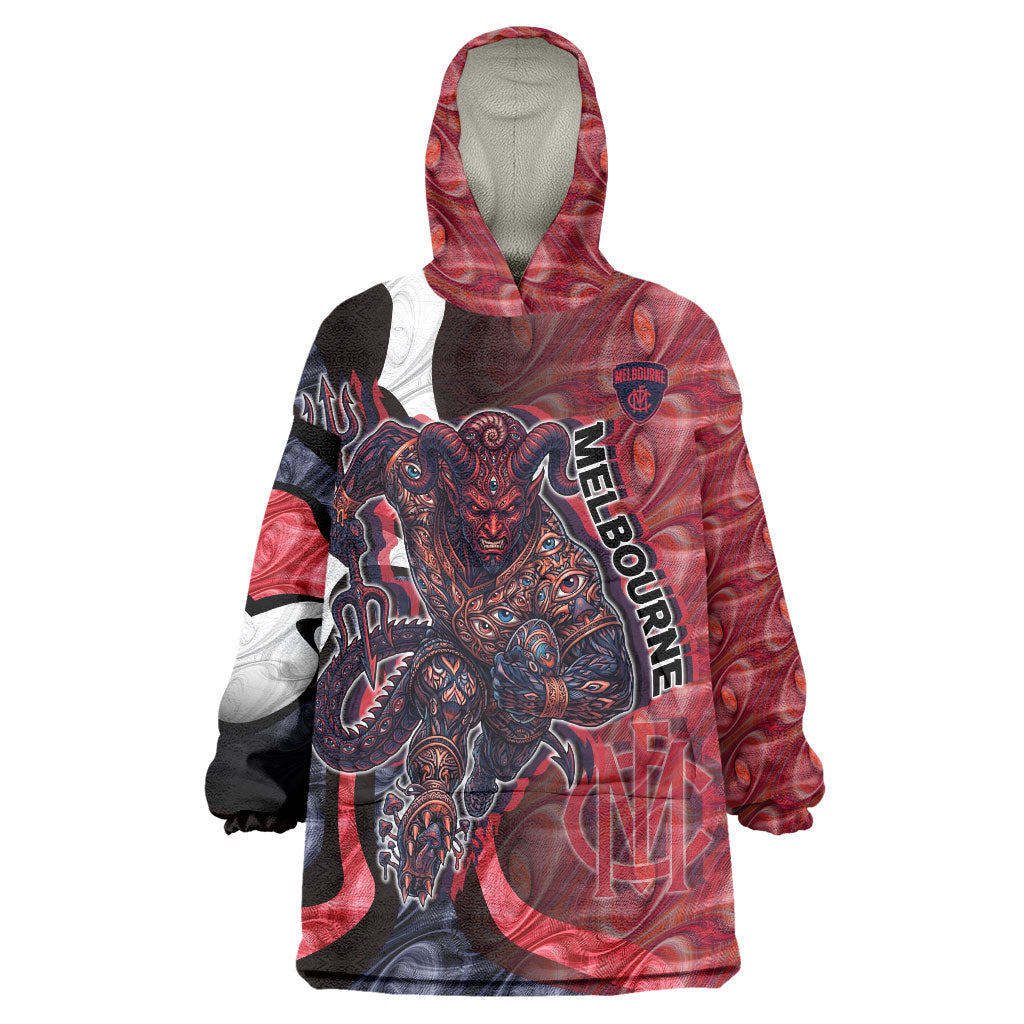 Personalised Melbourne Demons Wearable Blanket Hoodie Trippy Psychedelic Abstract Art Mascot Football Fans