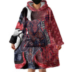 Personalised Melbourne Demons Wearable Blanket Hoodie Trippy Psychedelic Abstract Art Mascot Football Fans