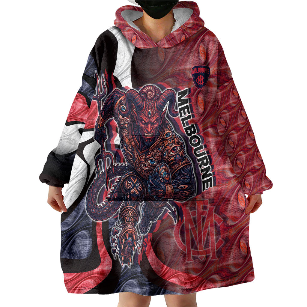 Personalised Melbourne Demons Wearable Blanket Hoodie Trippy Psychedelic Abstract Art Mascot Football Fans
