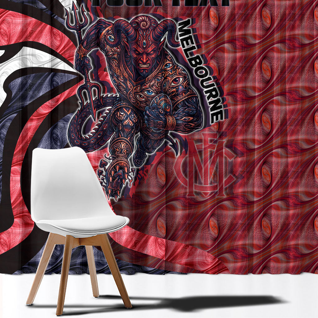 Personalised Melbourne Demons Window Curtain Trippy Psychedelic Abstract Art Mascot Football Fans