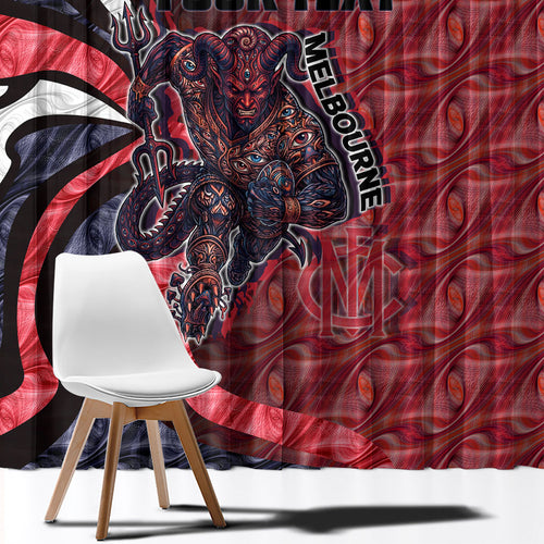 Personalised Melbourne Demons Window Curtain Trippy Psychedelic Abstract Art Mascot Football Fans