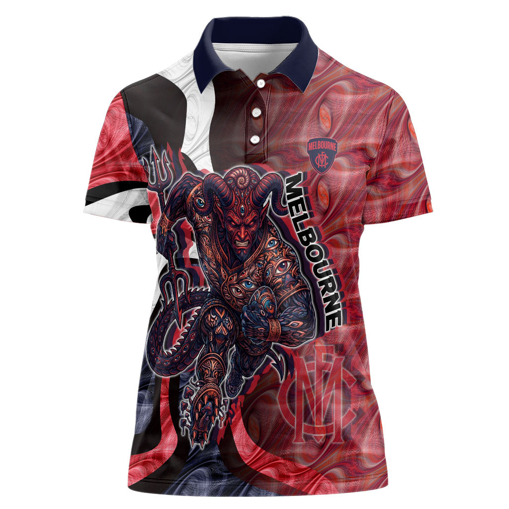 Personalised Melbourne Demons Women Polo Shirt Trippy Psychedelic Abstract Art Mascot Football Fans