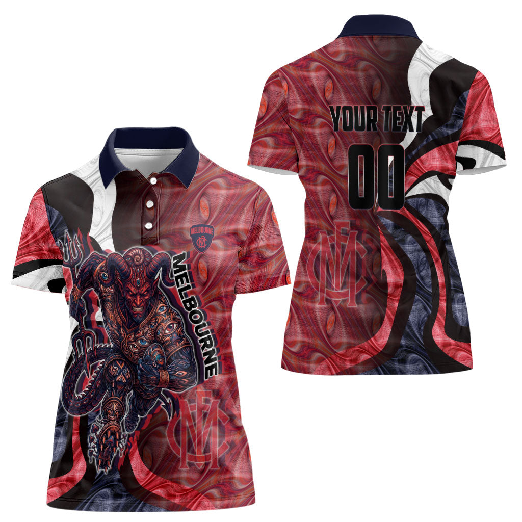 Personalised Melbourne Demons Women Polo Shirt Trippy Psychedelic Abstract Art Mascot Football Fans