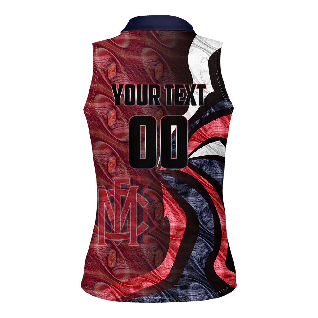 Personalised Melbourne Demons Women Sleeveless Polo Shirt Trippy Psychedelic Abstract Art Mascot Football Fans