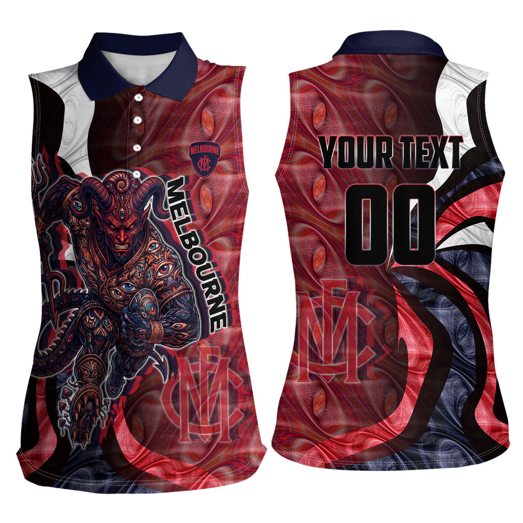 Personalised Melbourne Demons Women Sleeveless Polo Shirt Trippy Psychedelic Abstract Art Mascot Football Fans