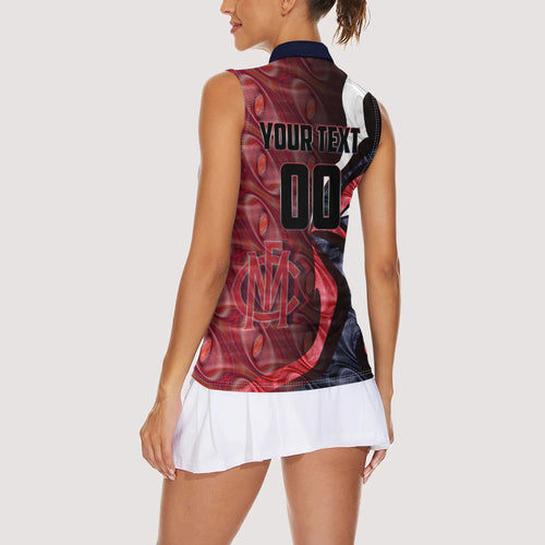 Personalised Melbourne Demons Women Sleeveless Polo Shirt Trippy Psychedelic Abstract Art Mascot Football Fans