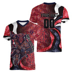 Personalised Melbourne Demons Women V-Neck T-Shirt Trippy Psychedelic Abstract Art Mascot Football Fans