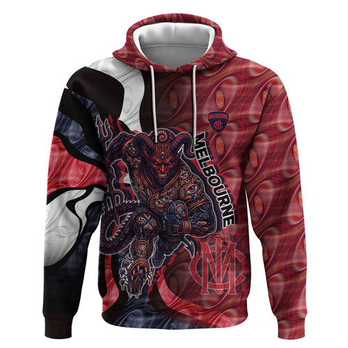 Personalised Melbourne Demons Zip Hoodie Trippy Psychedelic Abstract Art Mascot Football Fans