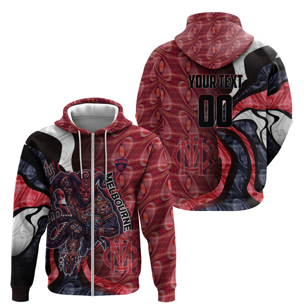Personalised Melbourne Demons Zip Hoodie Trippy Psychedelic Abstract Art Mascot Football Fans
