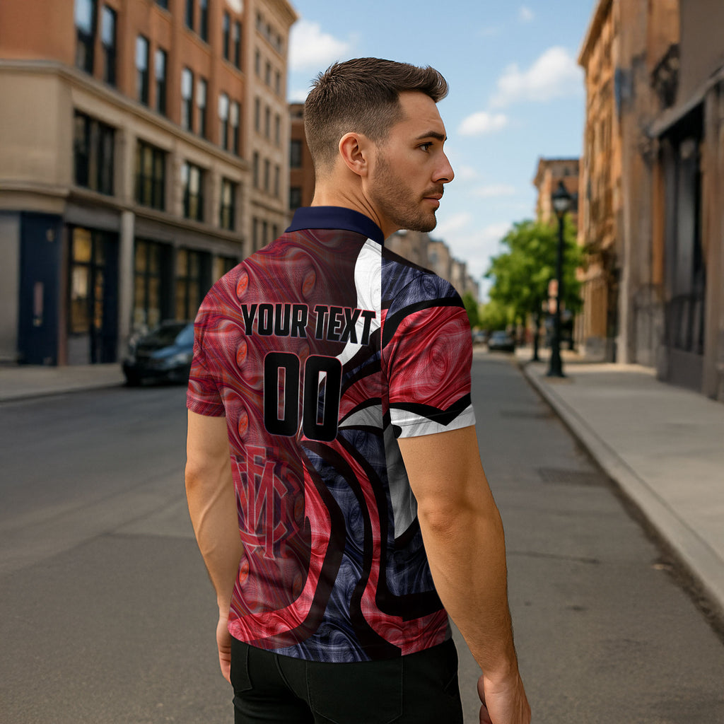 Personalised Melbourne Demons Zipper Polo Shirt Trippy Psychedelic Abstract Art Mascot Football Fans