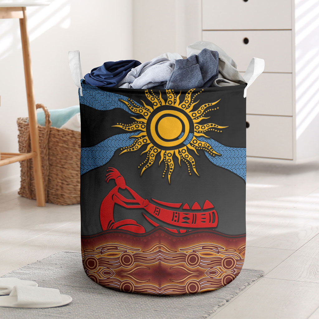 Didgeridoo Laundry Basket Australian Aboriginal Sun Motif Indigenous Art