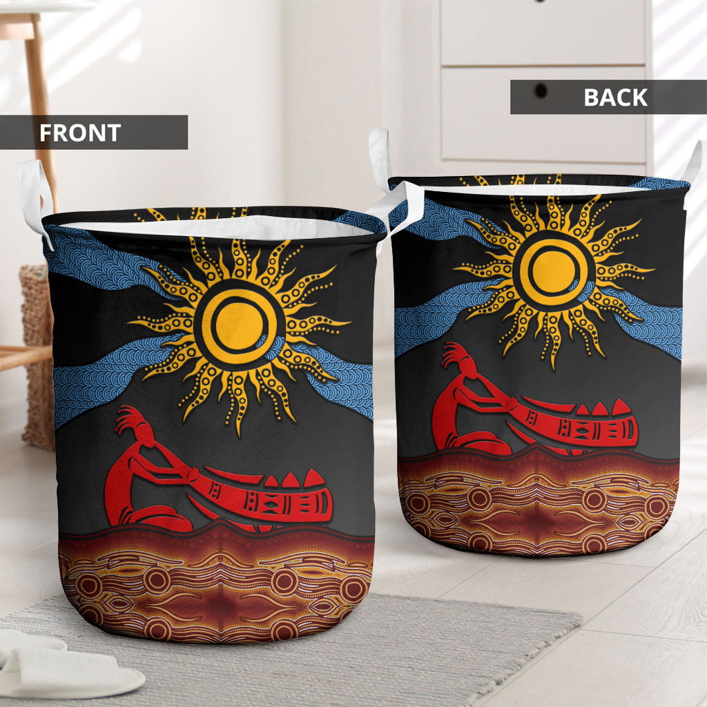 Didgeridoo Laundry Basket Australian Aboriginal Sun Motif Indigenous Art