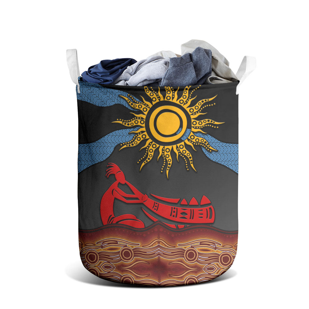 Didgeridoo Laundry Basket Australian Aboriginal Sun Motif Indigenous Art
