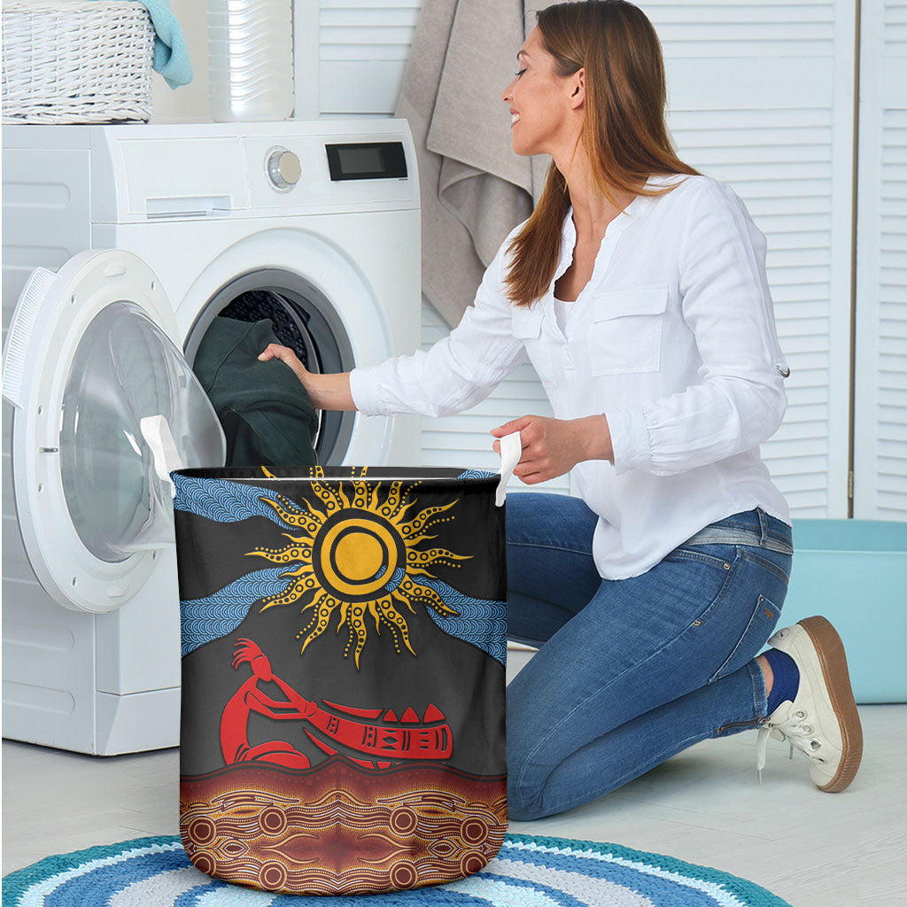 Didgeridoo Laundry Basket Australian Aboriginal Sun Motif Indigenous Art
