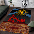 Didgeridoo Area Rug Australian Aboriginal Sun Motif Indigenous Art