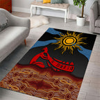 Didgeridoo Area Rug Australian Aboriginal Sun Motif Indigenous Art