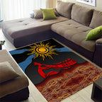 Didgeridoo Area Rug Australian Aboriginal Sun Motif Indigenous Art