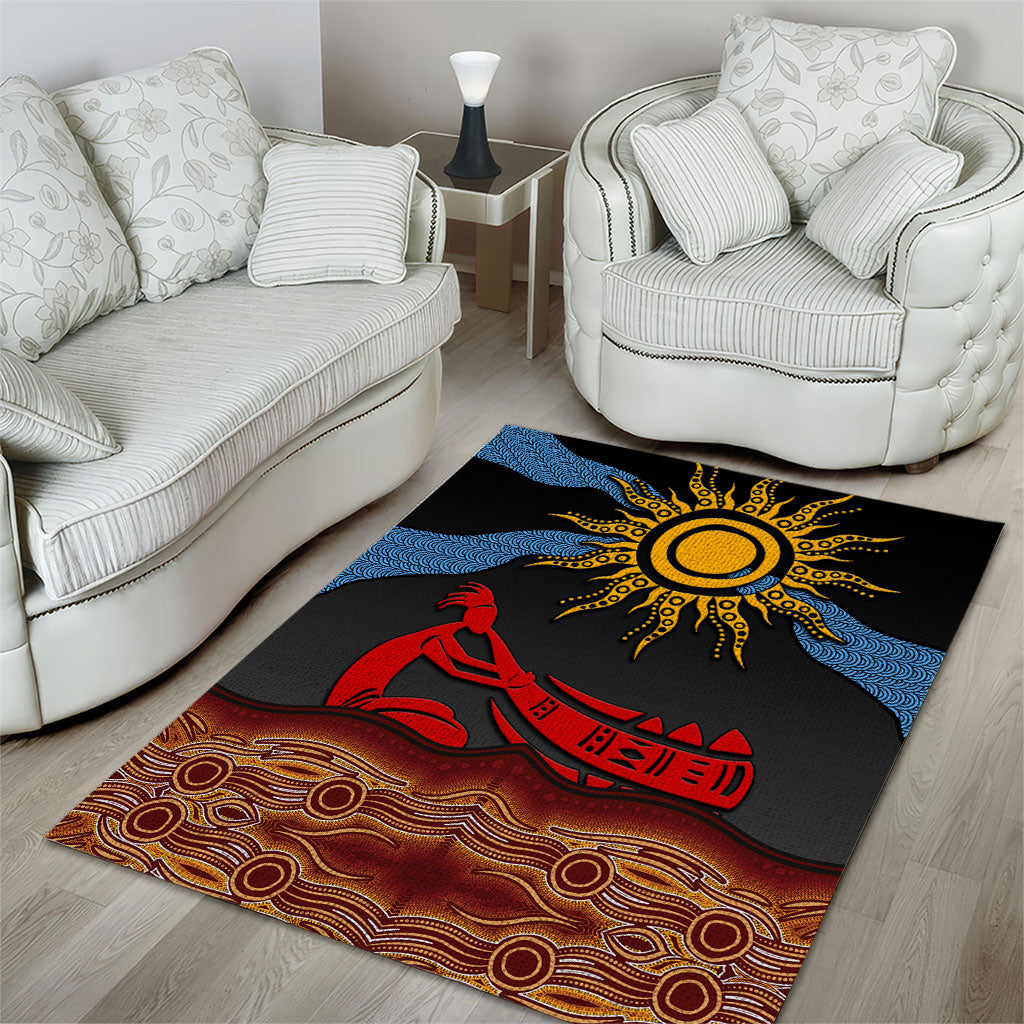Didgeridoo Area Rug Australian Aboriginal Sun Motif Indigenous Art