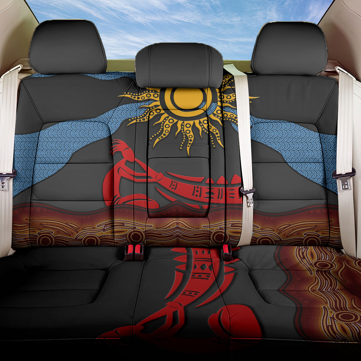 Didgeridoo Back Car Seat Cover Australian Aboriginal Sun Motif Indigenous Art