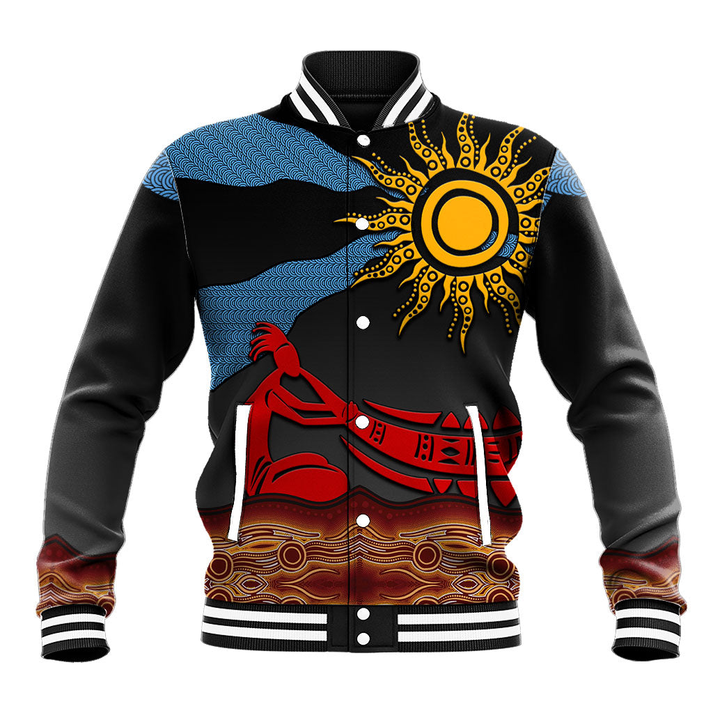 Didgeridoo Baseball Jacket Australian Aboriginal Sun Motif Indigenous Art