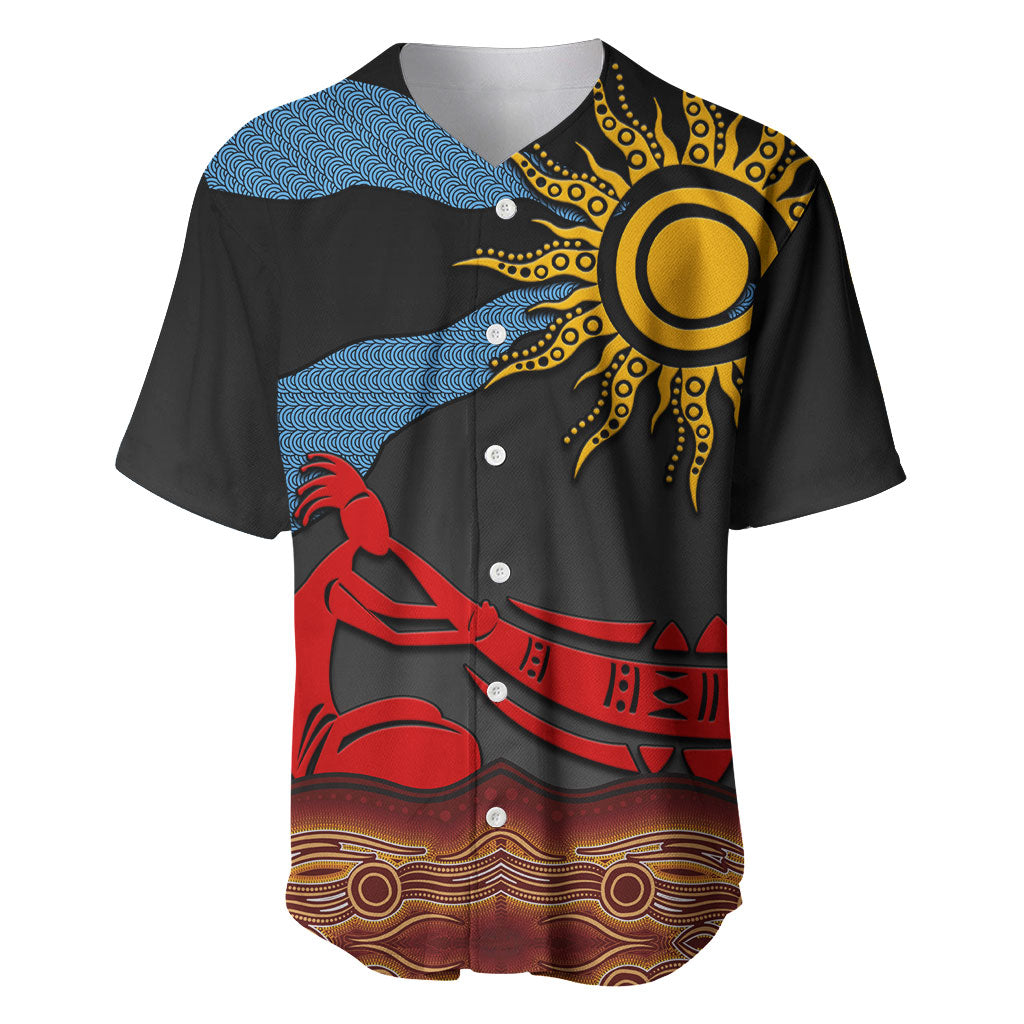 Didgeridoo Baseball Jersey Australian Aboriginal Sun Motif Indigenous Art
