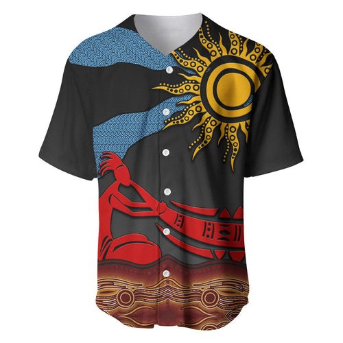 Didgeridoo Baseball Jersey Australian Aboriginal Sun Motif Indigenous Art