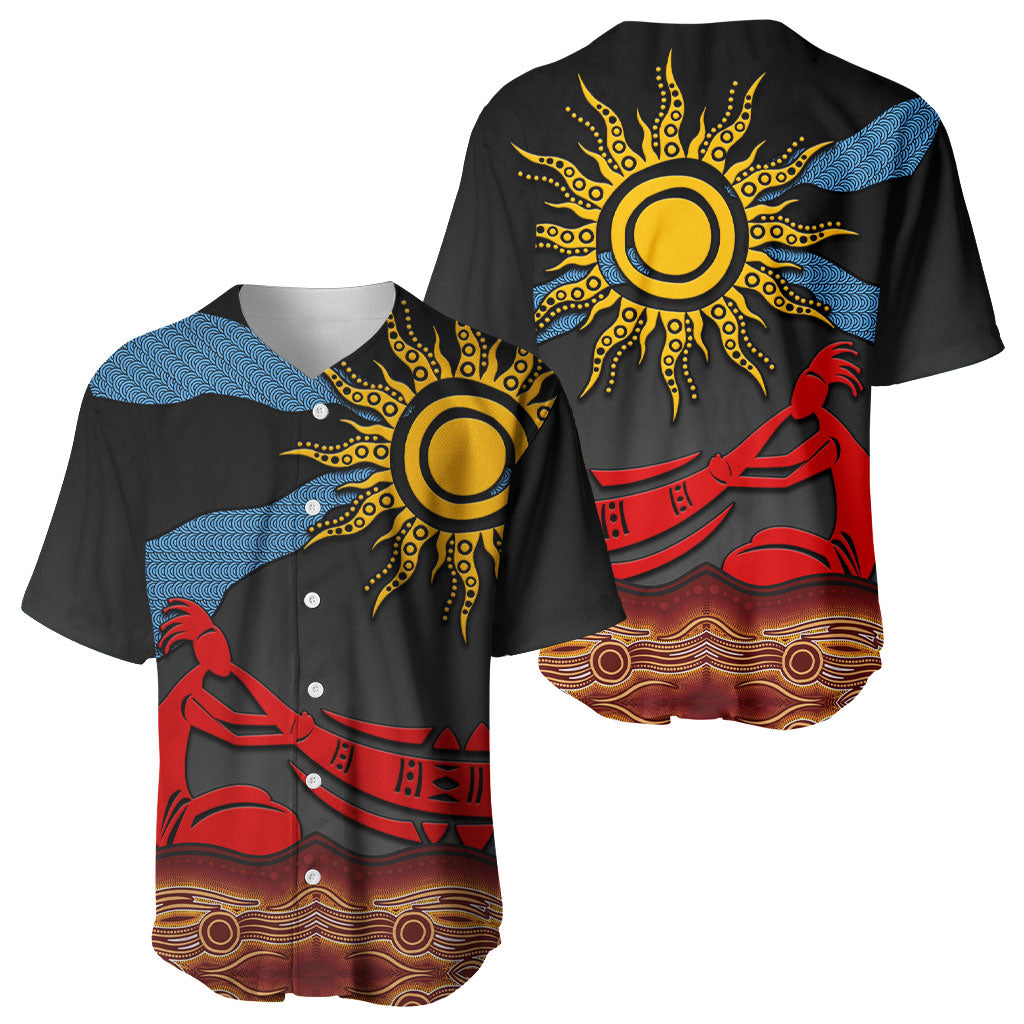 Didgeridoo Baseball Jersey Australian Aboriginal Sun Motif Indigenous Art