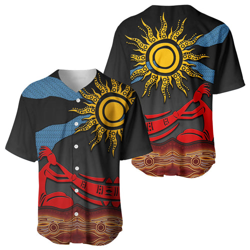 Didgeridoo Baseball Jersey Australian Aboriginal Sun Motif Indigenous Art