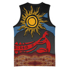 Didgeridoo Basketball Jersey Australian Aboriginal Sun Motif Indigenous Art