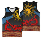 Didgeridoo Basketball Jersey Australian Aboriginal Sun Motif Indigenous Art