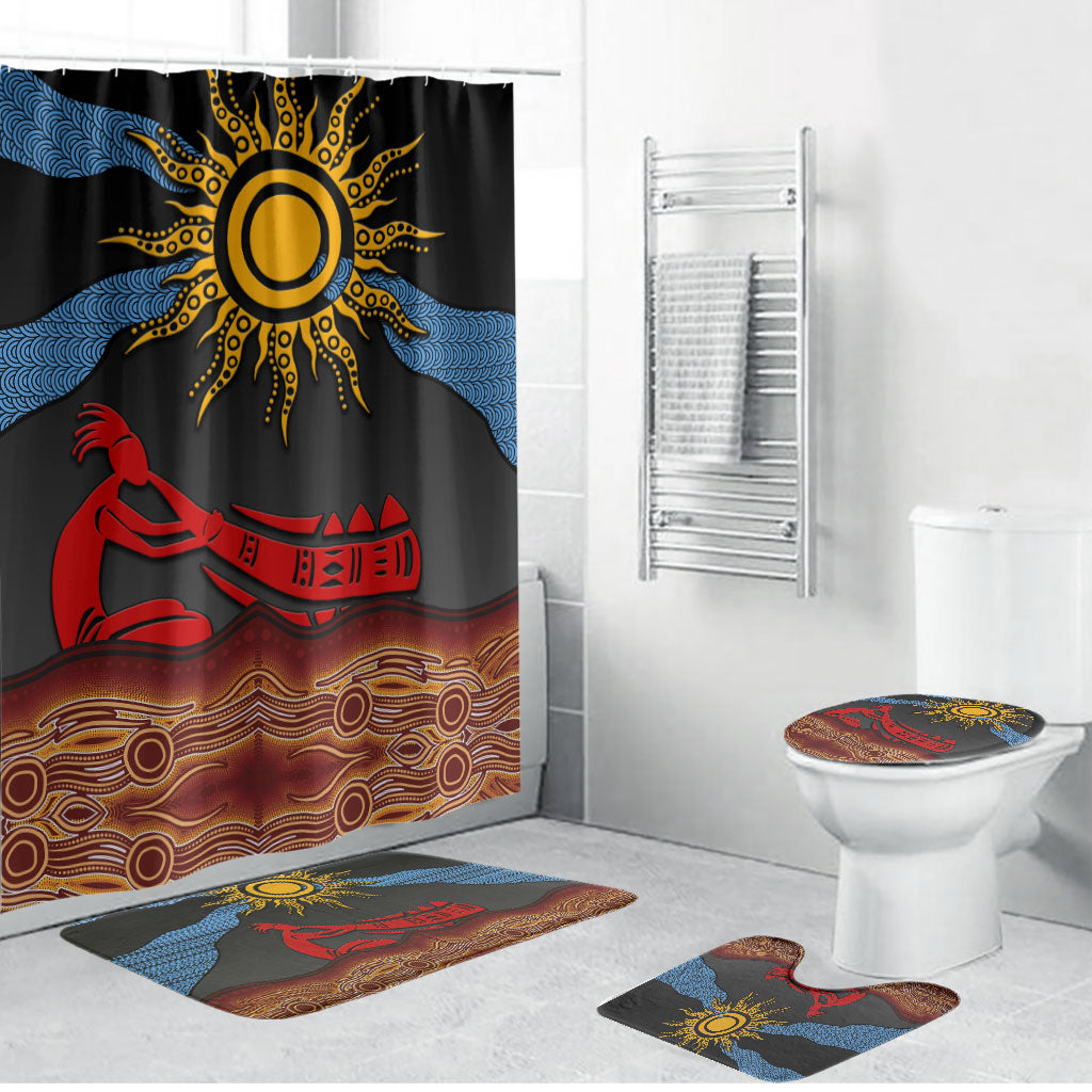 Didgeridoo Bathroom Set Australian Aboriginal Sun Motif Indigenous Art