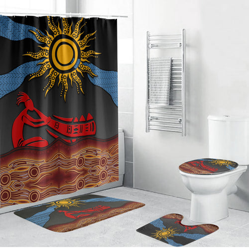 Didgeridoo Bathroom Set Australian Aboriginal Sun Motif Indigenous Art