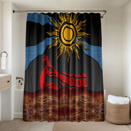 Didgeridoo Bathroom Set Australian Aboriginal Sun Motif Indigenous Art