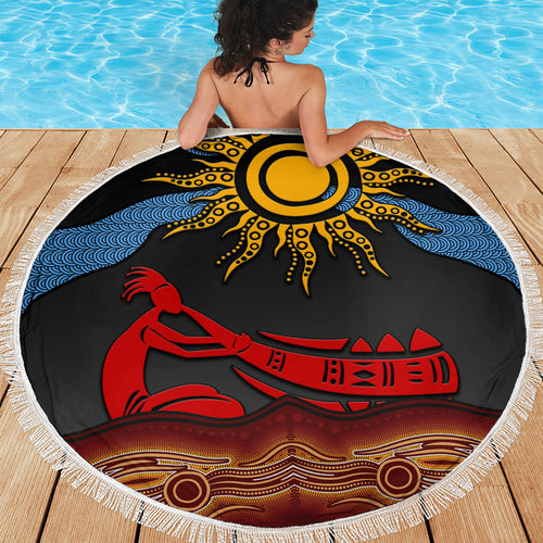 Didgeridoo Beach Blanket Australian Aboriginal Sun Motif Indigenous Art