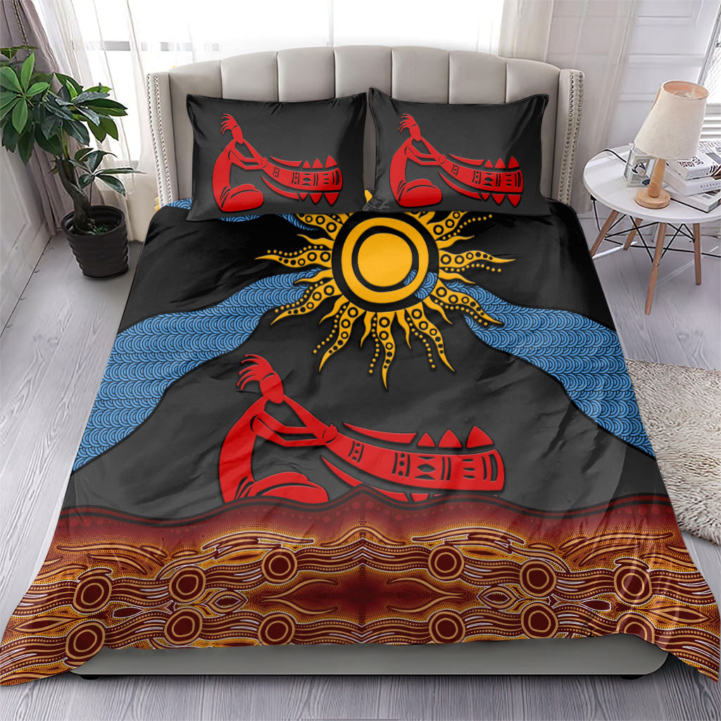 Didgeridoo Bedding Set Australian Aboriginal Sun Motif Indigenous Art