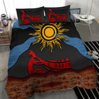 Didgeridoo Bedding Set Australian Aboriginal Sun Motif Indigenous Art