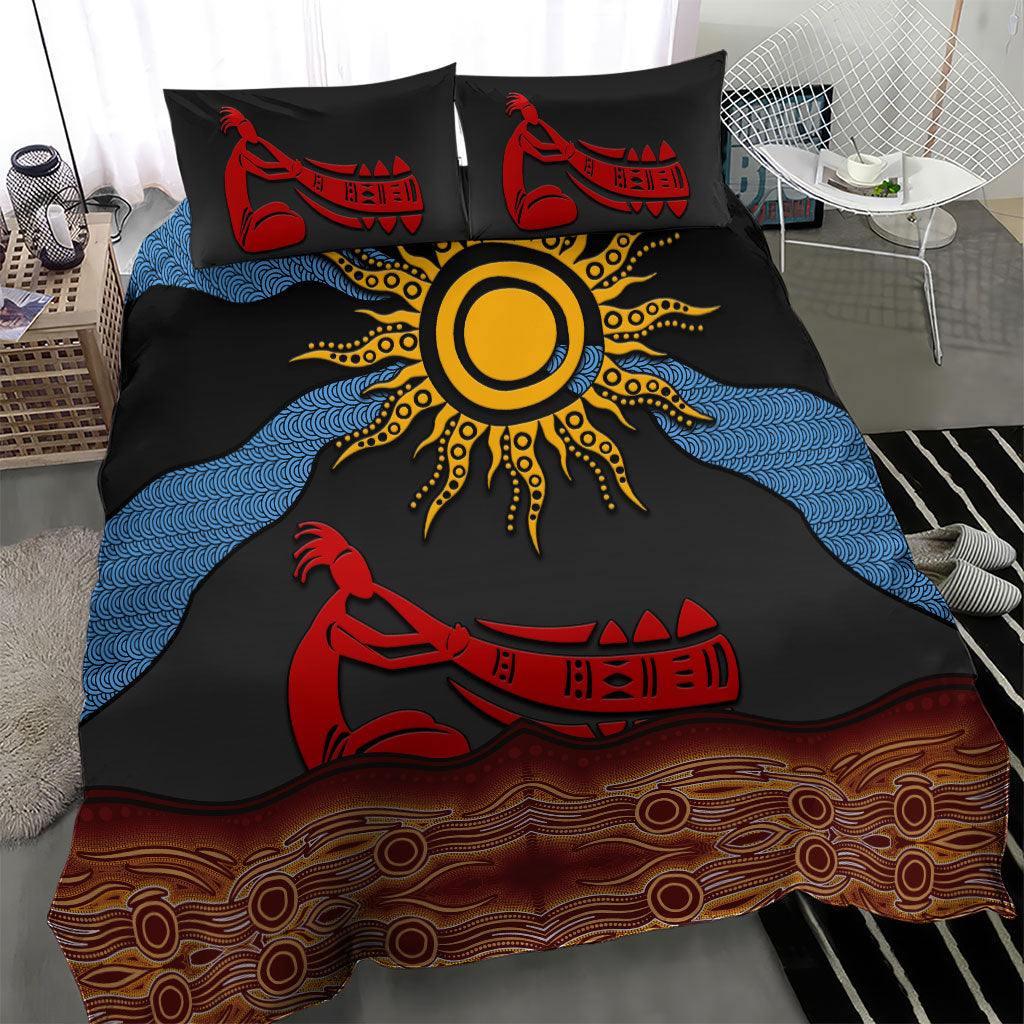 Didgeridoo Bedding Set Australian Aboriginal Sun Motif Indigenous Art