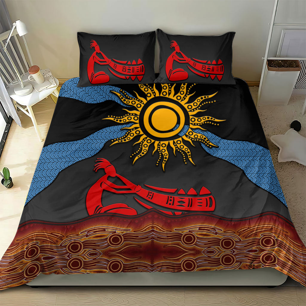 Didgeridoo Bedding Set Australian Aboriginal Sun Motif Indigenous Art