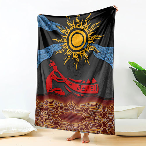 Didgeridoo Blanket Australian Aboriginal Sun Motif Indigenous Art
