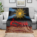 Didgeridoo Blanket Australian Aboriginal Sun Motif Indigenous Art