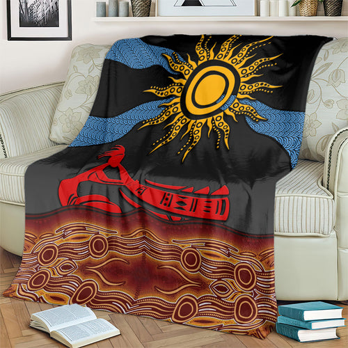 Didgeridoo Blanket Australian Aboriginal Sun Motif Indigenous Art