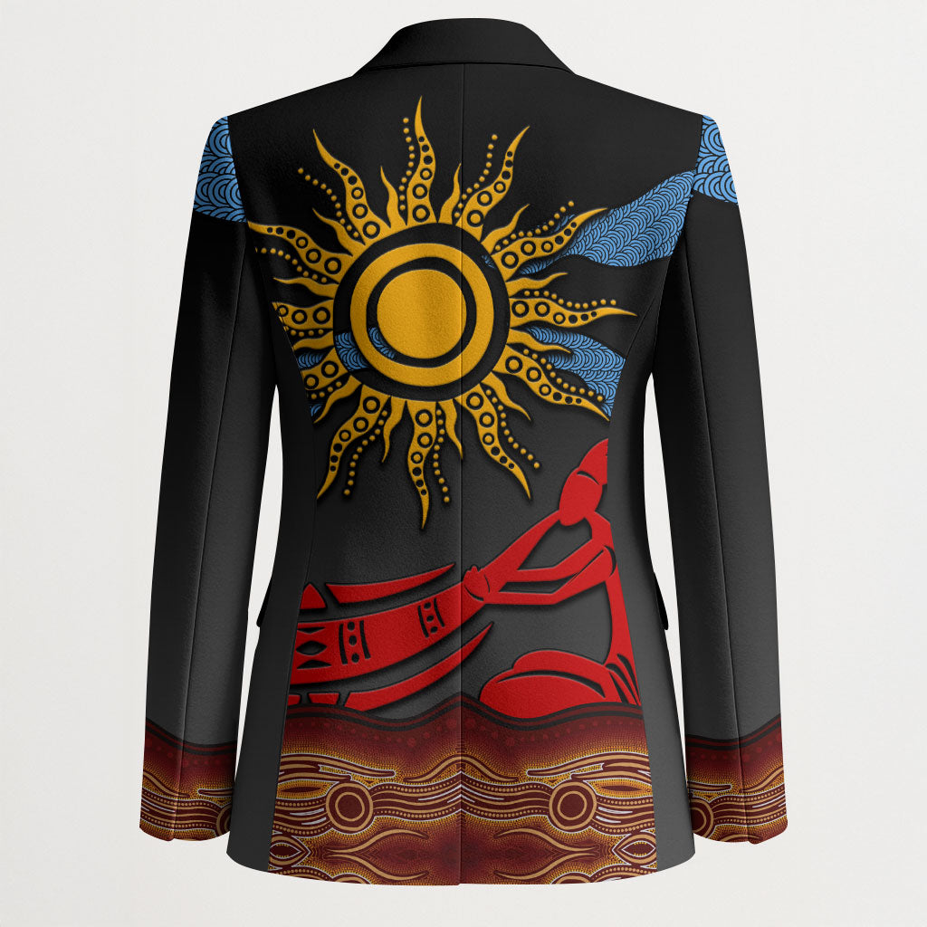 Didgeridoo Blazer Australian Aboriginal Sun Motif Indigenous Art