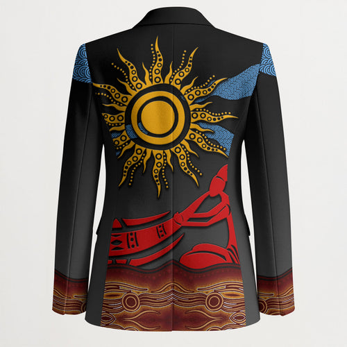 Didgeridoo Blazer Australian Aboriginal Sun Motif Indigenous Art